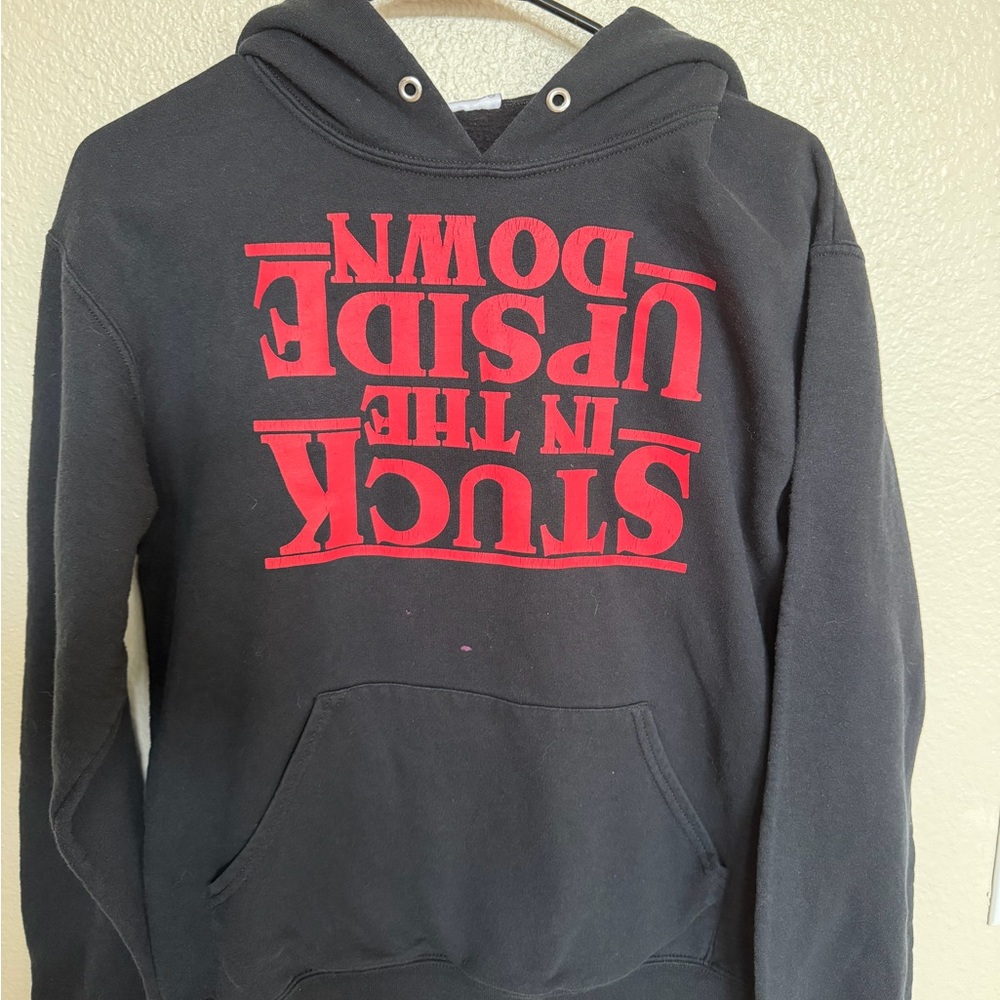 Stranger Things Black Hoodie Red Logo Size Small